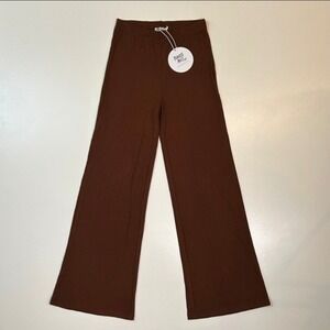 Princess‎ Polly Chesnut Brown Ribbed Wide Leg Flare Stretch Pants US Size 8